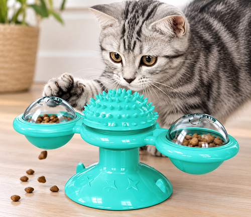 Molino Michi, juguete giratorio dispensador de golosinas para gatos