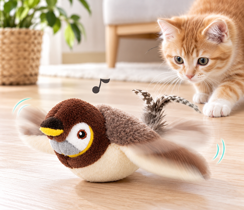 Pío Michi, juguete interactivo pájaro con sonido para gatos