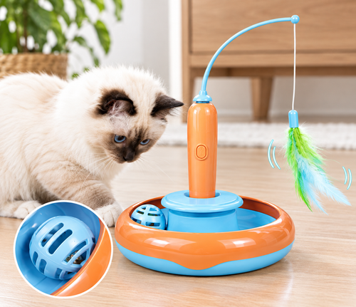 PlumaCat, juguete giratorio con pluma para gatos